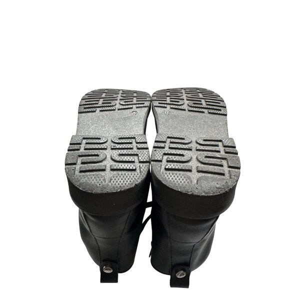 Steve Madden Cole Black Leather Lace-Up Combat Boots Side Zipper Size 10 - Picture 7 of 8